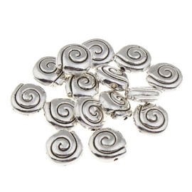 Bracelet Beads Metal Beads 8 mm Spiral Motifs Disc Alit Silver for Jewellery Crafts Necklace Earring Pack of 50