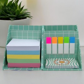 MIJOMA Flower Power Note Pad - Colourful Note Box 75 x 75 mm, 500 Sheets + 180 Sticky Notes, Desk Organiser Design