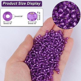 Gacuyi 2100Pcs 4mm Glass Seed Beads Bulk, 6/0 Dark Purple Seed Beads Mini Small Pony Bead for Bracelet Waist Earring Necklace Jewelry Making