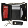 100% Leather Tri-fold Chain Wallet Black #946-14