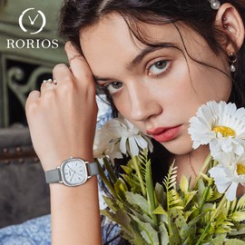 RORIOS Women Watches Waterproof Analogue Quartz Watch with Leather Strap Minimalism Wrist Watch Easy Read Watch for Ladies Girls