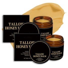 Bálsamo de miel para cara, crema de sarga de carne de res alimentada con pasto orgánico 2026 para la piel, ligero y natural para todo tipo de piel (paquete de 2)