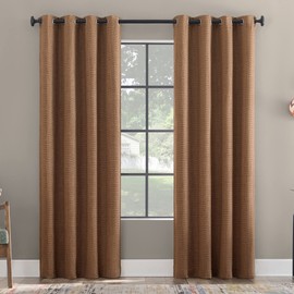 Scott Living Rafaela Woven Pattern Chenille Total Blackout Grommet Curtain Panel, 50" x 96", Rust Brown