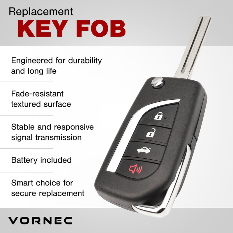 VORNEC Replacement for Toyota Camry Remote Flip Key HYQ12BFB 89070-06790