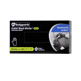 Bodyguard Men's Gl8972 Nitrile Disposable Gloves, Black, M Pack of 100 UK