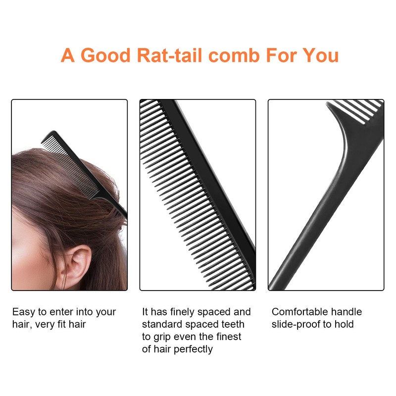 Yaomiao 24 Pcs Rat Tail Combs for Woman Parting Combs