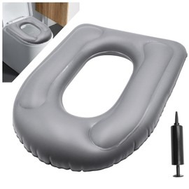 WYYFXY® Inflatable Toilet Seat Cushion with Suction Cup Toilet Seat Cover Grey Inflatable Seat Cushion with Hand Pump Toilet Seat Raiser Seat Ring for Adults, Seniors, Disabled