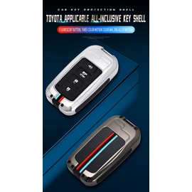 ontto Keyless Entry Smart Remote Key Fob Case Metal Car Key Cover Fit for Toyota Tundra, Black