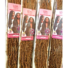 Hair Plus (Femi Collection) 30" Butterfly Distressed Crochet Locs Long Pre-looped Goddess Color 27 1 Pack