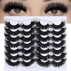 Yaiseiko Pestañas Postizas De Visón Sintético, Finas, Largas Y Tupidas, Efecto Mega Look, Volumen 5D, Dramáticas, 25 Mm, Resistentes Al Agua, Suaves, 