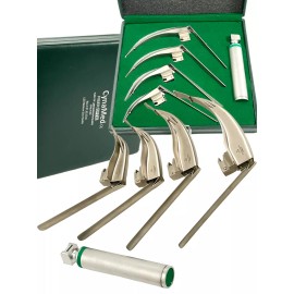 cynamed Premium McCoy Flexi-Tip Fiberoptic LED Laryngoscope Set Blades and Medium Handle - SET OF 5 EACH