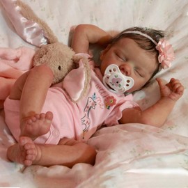 KOKOMANDY Cute Reborn Baby Dolls Full Body Silicone 18 inch Sleeping Reborn Newborn Baby Realistic Girl Real Life Silicone Babies Anatomy Correct Bath Doll Toys for Girls Age 6+ Year Old
