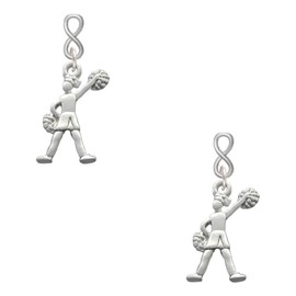Delight Jewelry Silvertone Cheerleader - Standing Silvertone Infinity Post Earrings