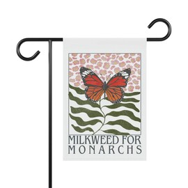 LissiArt97 Milkweed For Monarchs Garden Flag - Flower Market Boho Garden Flag - Flower And Butterfly Botanical Flag - Gift For Friend- Family- Double Sided Printed Flag For Outdoor Garden Decoration