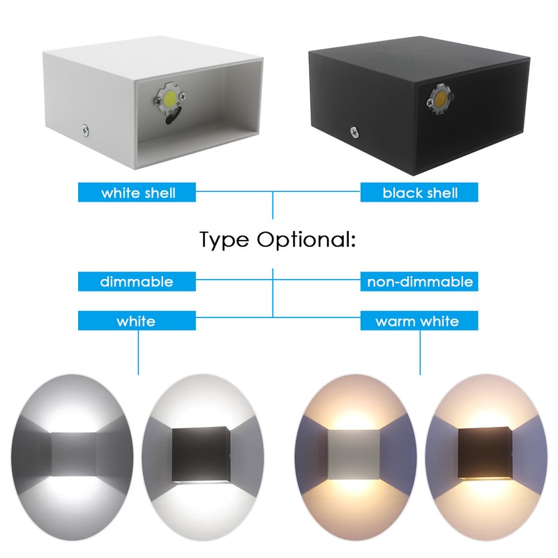 AC 85-265V 6W Cube LEDs Wall Sconces Light Modern COB