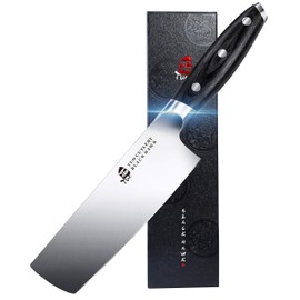 TUO Nakiri Knife - 6.5 inch Kitchen Chef Knife Vegetable Cleaver - Asian Usuba Knife - German HC Steel- Full Tang Pakkawood Handle - BLACK HAWK SERIES with Gift Box