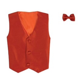 Vest and Clip On Boy Bowtie set - BURNT ORANGE - 8/10