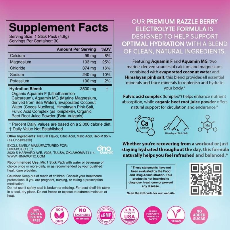 HIMAXOTIC Hydrate - Razzleberry - Watermelon - Sugar Free -