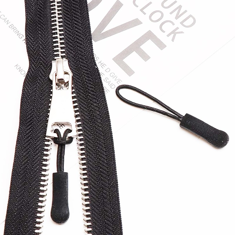 TIHOOD 100PCS Replacement Zipper Pulls Black Zipper Pull Cord Extender