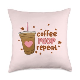 Coffee Poop Repeat Throw Pillow