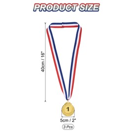 PATIKIL Gold Award Medals 2 Inch, 3 Pieces Winner Award Medals 1st Place Gold Prize Style with Neck Ribbon for Games Sports Competitions