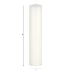 Mega Candles 1 pc Unscented White Round Pillar Candle, Hand Poured Premium Wax Candles 2 Inch x 9 Inch, Home Décor, Wedding Receptions, Baby Showers, Birthdays, Celebrations, Party Favors & More