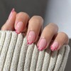 Noerrors 24pcs French False Nails, Valentine's Day Short Almond Pink