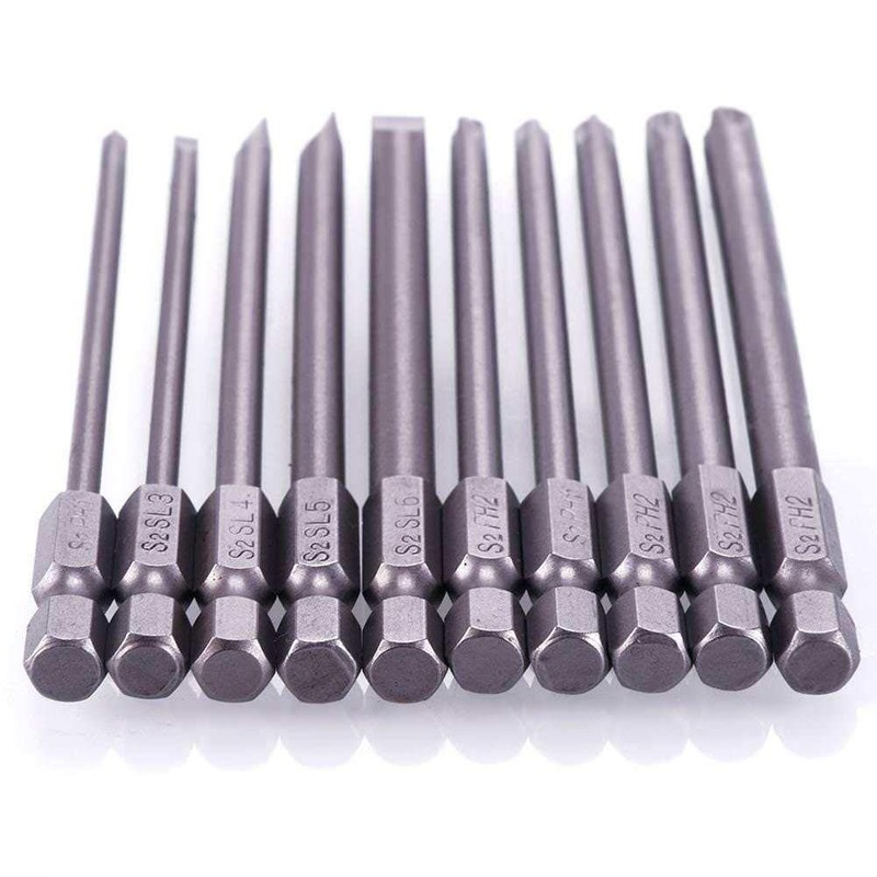 Rocaris 10pcs 1/4 Inch Hex Shank Long Magnetic Screwdriver Bits