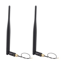 Jopto 2 x 2.4G 5DB WiFi Antenna Black RP-SMA Socket Removable WLAN Range Expander WiFi Booster with U.FL IPEX to RP-SMA Pigtail Antenna 3G 4G WiFi Coaxial RF 15 cm 1.13 Cable
