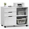 Zyerch Wood File Cabinet with Lock, 3-Drawer Rolling Wooden Printer