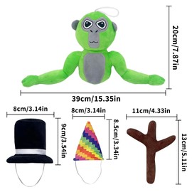 SupaWeiss Go-rillaTags Plush,15.4 * 7.5in Go-rillas Monkey Plush,Cute Go-rillas Stuffed Animal,Go-rillas Plush Toy with 2 Hats,1 Branch Scepter,Go-rillaTags Plush Toy for Boys Girls Fans
