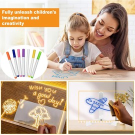 Límite-MX Tablero de Notas LED con Colores, Tablero acrílico de borrado en Seco, Pizarra Luminosa para Colorea con Soporte y 7 Bolígrafos de Colores, Para Oficinas, Escuelas, Familias(30 * 20CM)