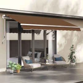 Retractable 10' X 8' Acrylic Awning Aluminum Alloy Frame Remote Control Operation UV Protection Coffee Color for Patio Deck Yardcolor: Coffee Color