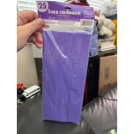 Amscan Purple 25ct. Plastic Party Treat Bags With Twist Ties 5"x11.5"x3" Supply