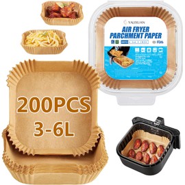 [200 Pcs]Air Fryer Liners Disposable 6.3 Inch, Air Fryer Liners Square, Airfryer Liners Compatible with COSORI, Tower Cosori, Airfryer Liners Disposable,Oil-Proof, Water-Proof, Food Grade Baking Paper