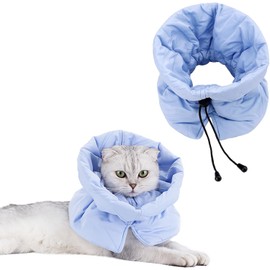 Cat Recovery Collar,Soft Adjustable Cat Cone,Kitten Cone for Cats After Surgery to Stop Licking Scratching,Lightweight Waterproof Fasteners Collars for Cats Kittens Puppies (Light Blue, M)