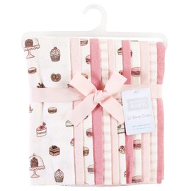 Hudson Baby Unisex Baby Cotton Flannel Burp Cloths Bundle, Sweet Bakery, One Size