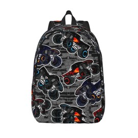 Duduho Cute Frogs Backpack 15.7 Inch Laptop Backpack Travel Hiking Daypack Multipurpose Bookbag For Men Women, Monster Trucks #02, Large