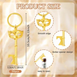 Qonmpcvu 50Pcs Mask Design Bottle Openers Beautiful Centerpieces for Tables for Masquerade Mask Party Wedding Favors Bridal Shower Party Baby Shower Gifts with Thank You Tags and Bags