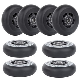 AOWISH Inline Skate Wheels 85A Outdoor Asphalt Formula Hockey Roller Blades Replacement Wheel with Bearings ABEC-9 and Floating Spacers (8-Pack) (Black, 76mm)