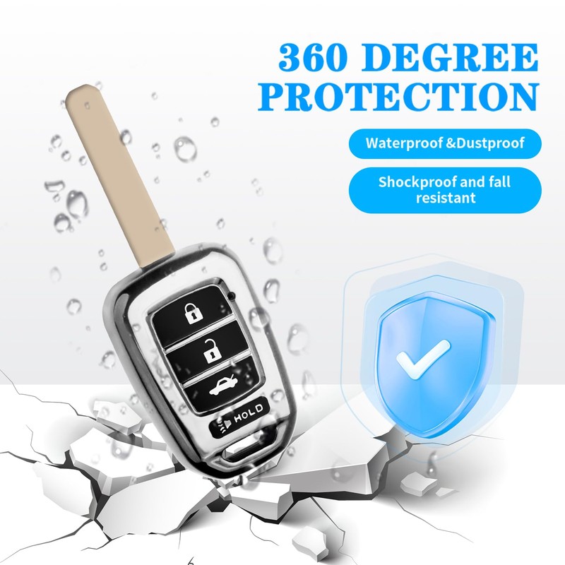MILD EAST for Honda Key Fob Cover with Key Chain,