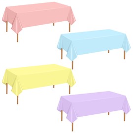 4 Pcs Pastel Table Cloths for Parties Plastic 54x108 Inch Rainbow Pastel Tablecloth Disposable Colorful Rectangle Table Cover Decoration for Birthday Baby Shower Wedding Unicorn Princess Ice Cream