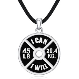 HUKKUN Gym Necklace For Men Sterling Silver Workout Necklace Dumbbell Barbell Exercise Gifts Jewelry For Men