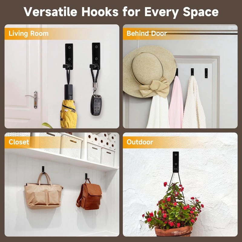 LALOCAPEYO 4-Pack Foldable Heavy-Duty Zinc Alloy Wall Hooks, Space-Saving Retractable