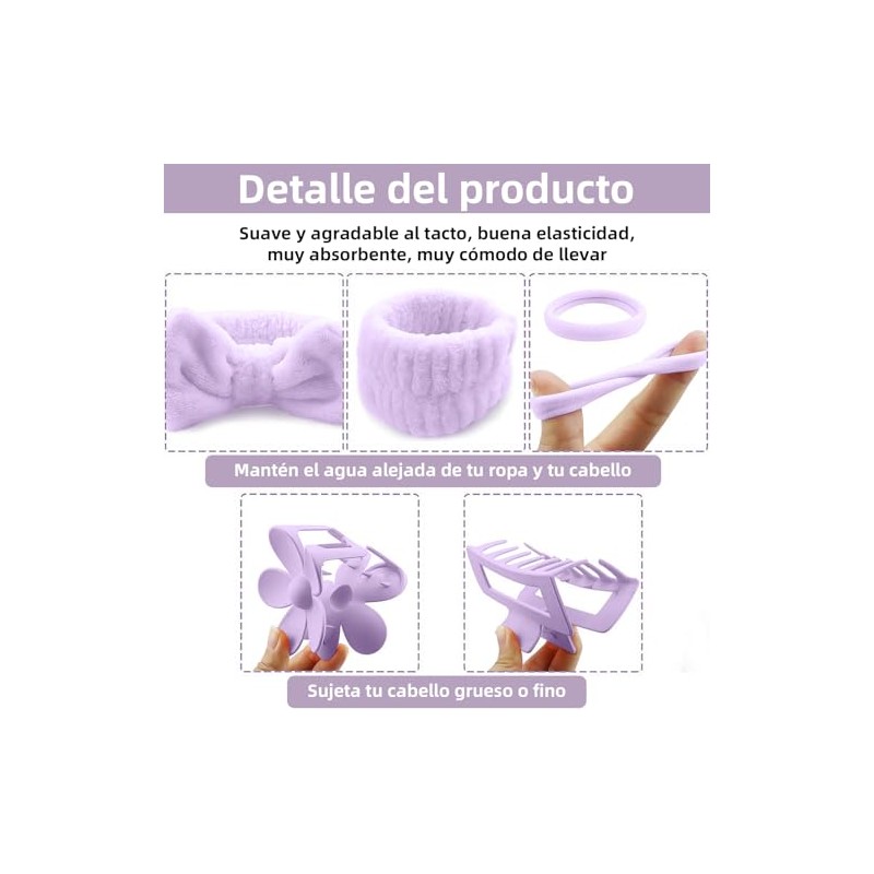 Set de 16 Piezas con Diademas Skincare para Mujer y