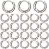 SUNNYCLUE 1 Box 24Pcs Silver Huggie Hoop Stainless Steel Earring