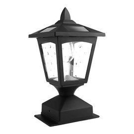 Solar Post Cap Lights for 4x4 Wooden Posts – Waterproof Outdoor LED Lights with Glass Shade, Auto On/Off for Deck, Fence, Patio, Yard & Garden Decor, Black (1)