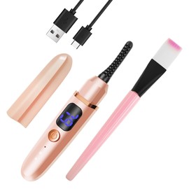 Heated Eyelash Curlers, Portable Smart Electric Eyelash Curler with Charging Port Ergonomics Eye Lash Curling Tool Kit for Women(Pink)