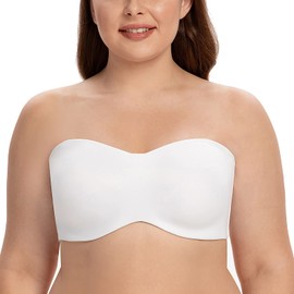 CASOLACE Women's Underwire Bandeau Minimizer Strapless Bras for Large Breasts White 40C