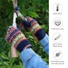 Pachamama Women Wool Mittens Fleece Lined Handknitted Flecked Stripe Blue